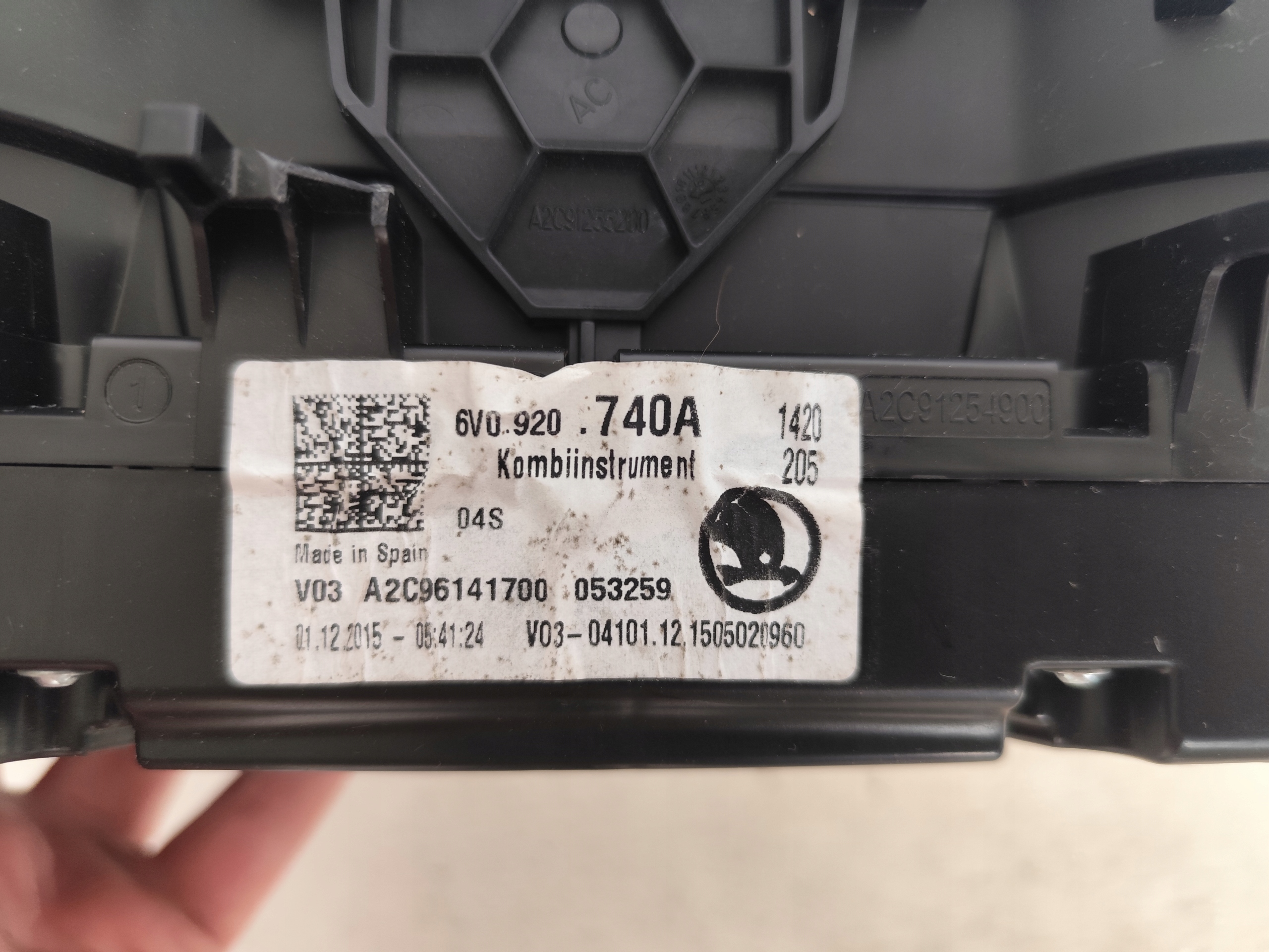 SKODA FABIA III 2015 1.2TSI dials clock