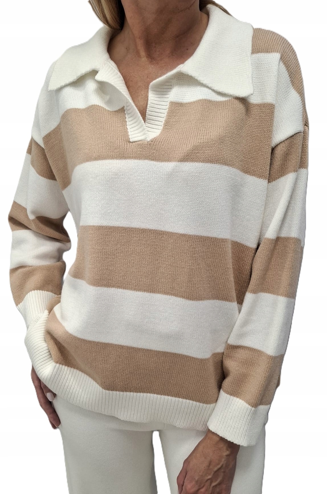Cocomore Svetr s límcem Polo Bílý karamelové pruhy Novinka