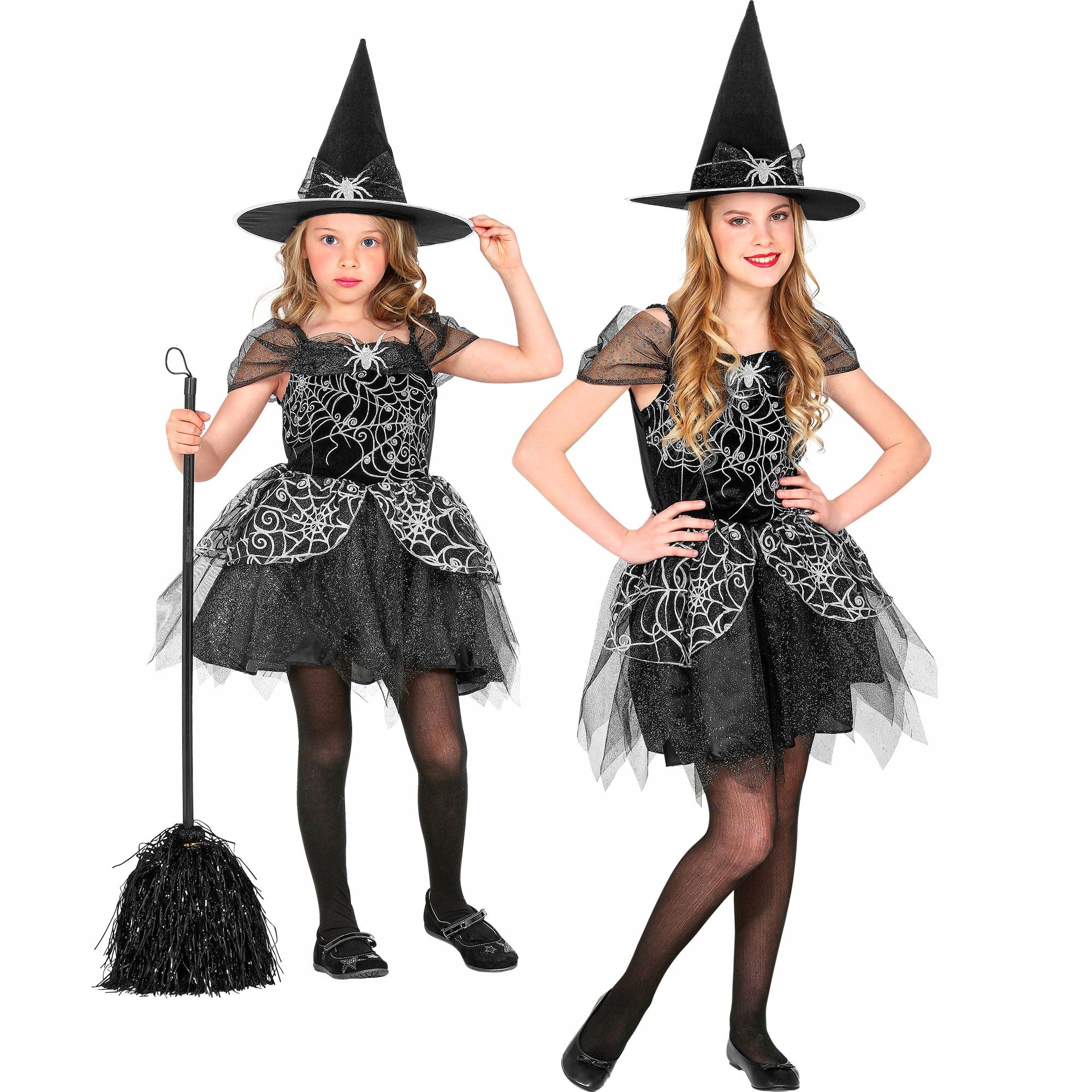 Strój Czarownicy Dziecięcy Sukienka Kapelusz 128 Halloween 97346 Widmann