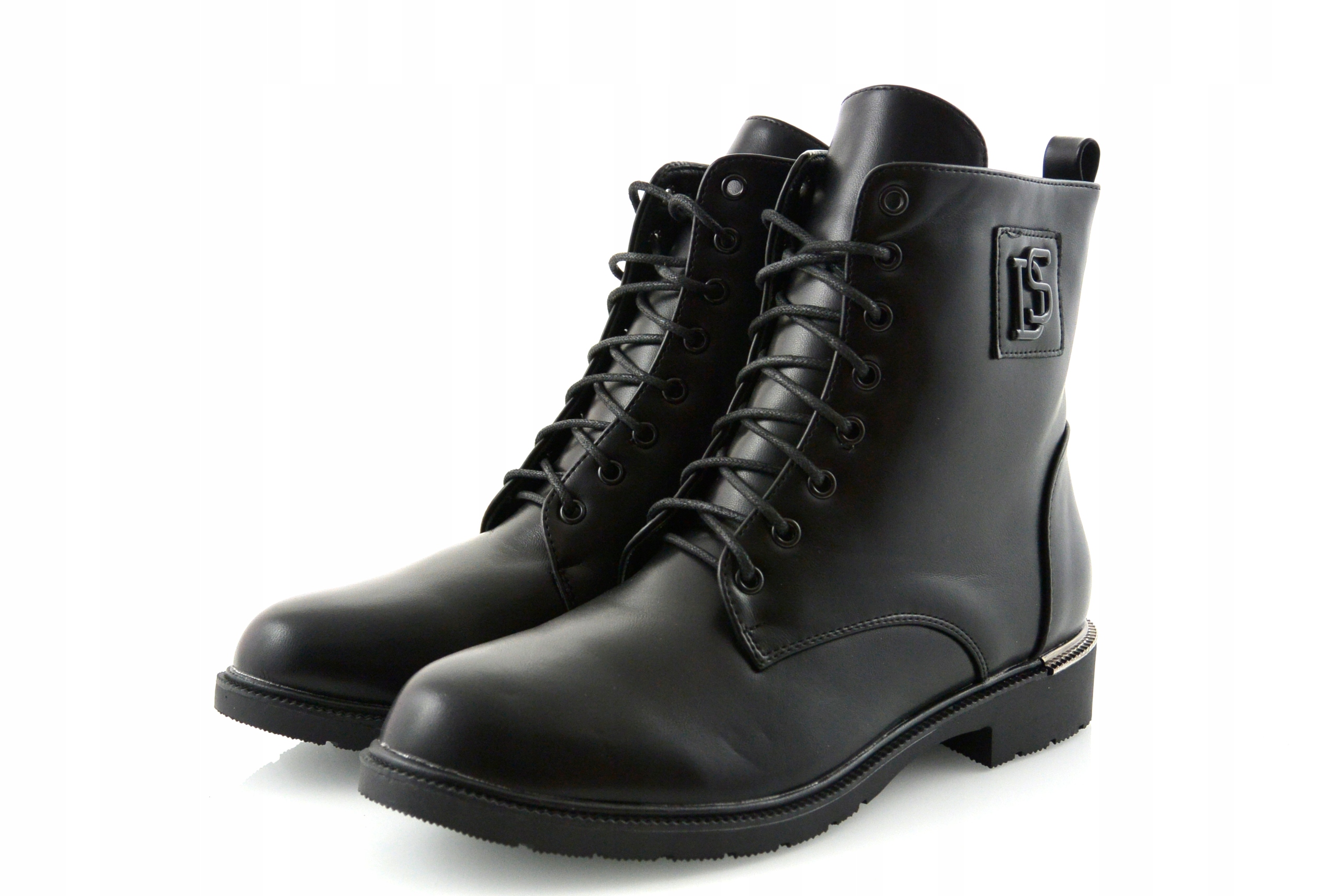 Módní Černé Zateplené Kotníkové Boty Kanady Vázané Na Zip Eko Kůže 38