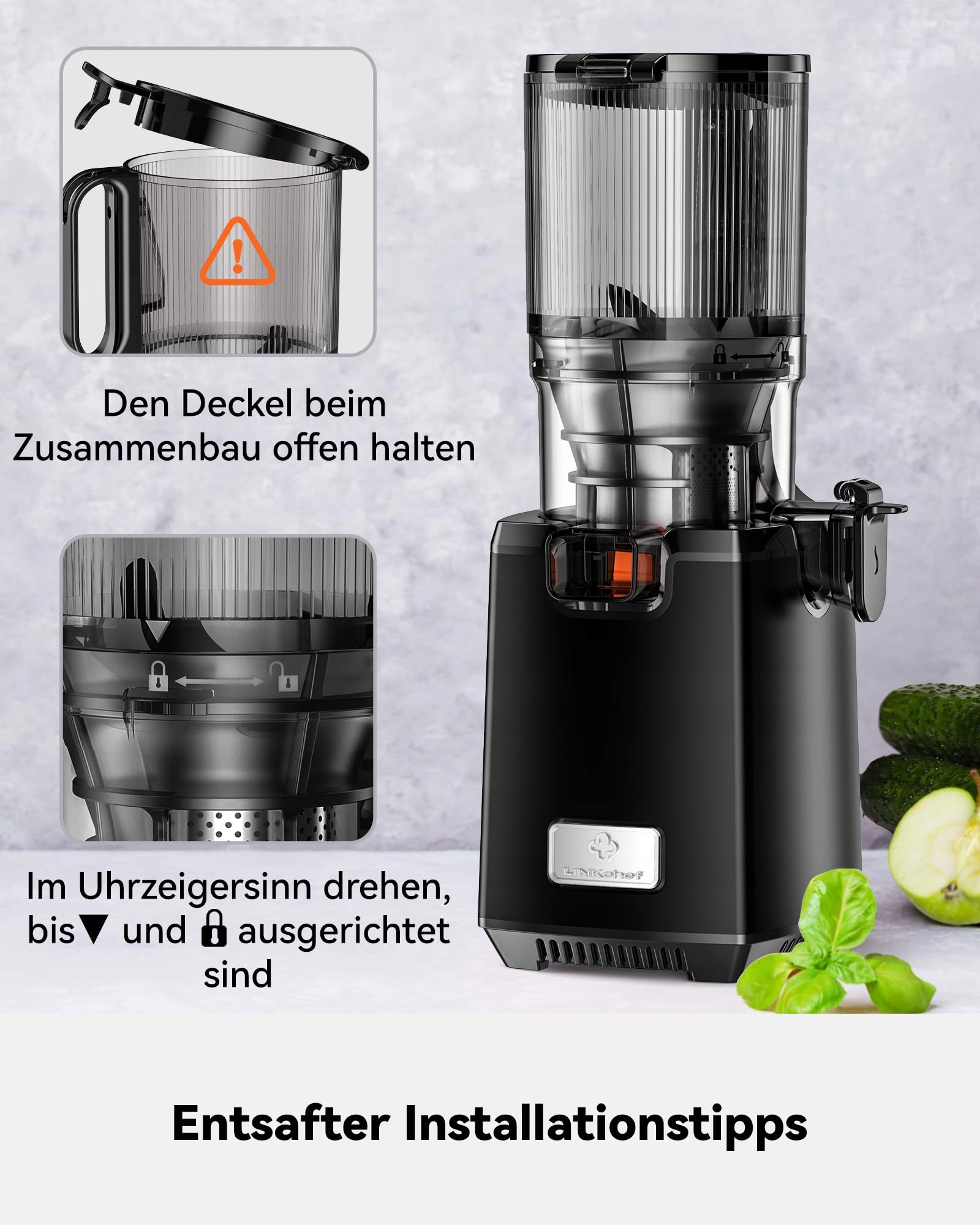 LINKCHEF Wolnoobrotowa Wyciskarka Do Soków 250W BPA Free — miniatura 8