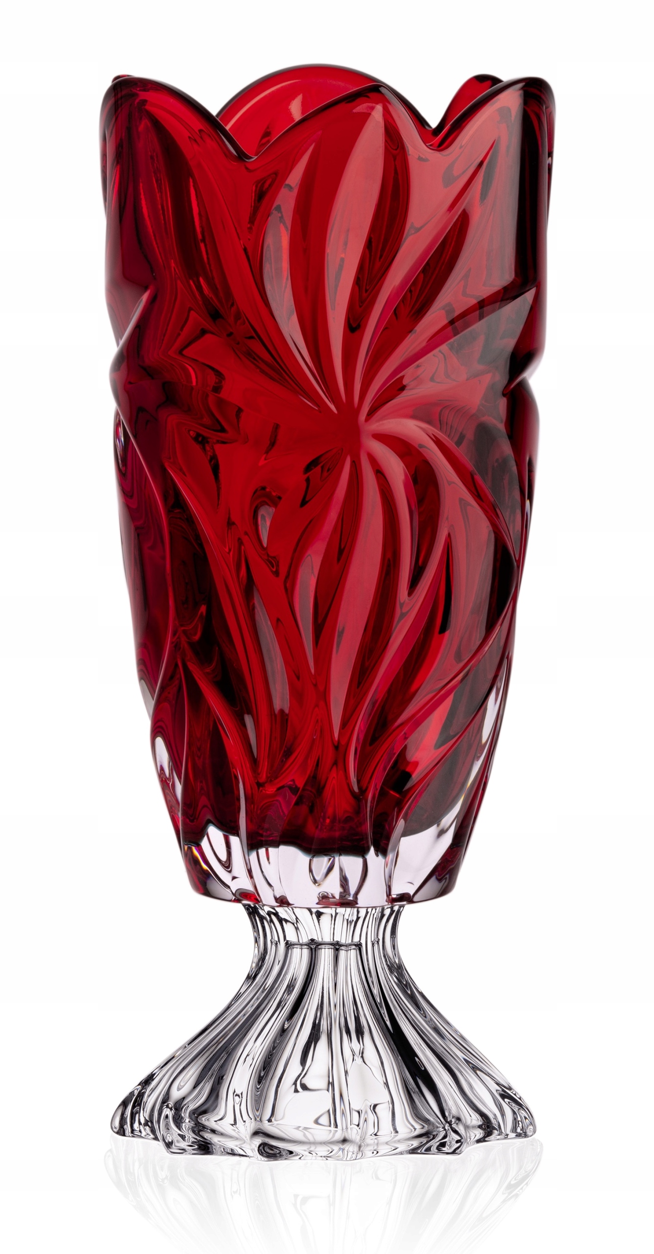 Aurum Flora Krištáľová Váza na nohe 36,5 cm Red