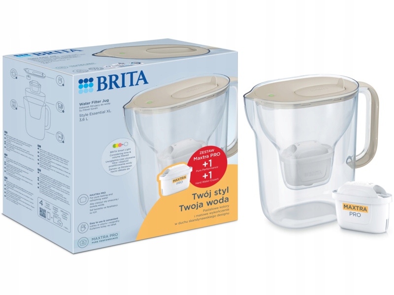 Dzbanek filtrujący Brita Style Essential XL Piaskowy 2 x Wkład Maxtra Pro