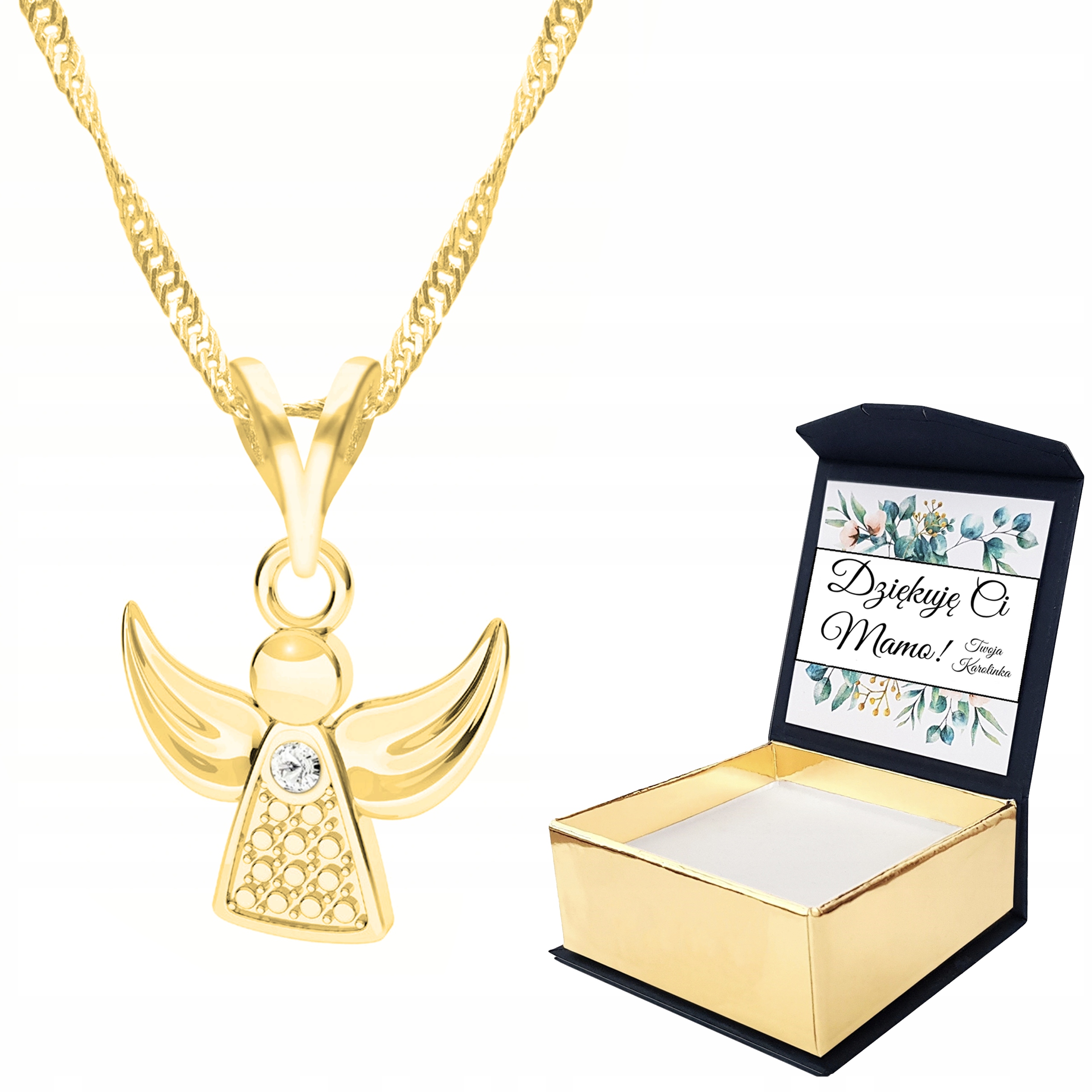 Zlatý náhrdelník andílek anděl 925 Vlastní Potisk