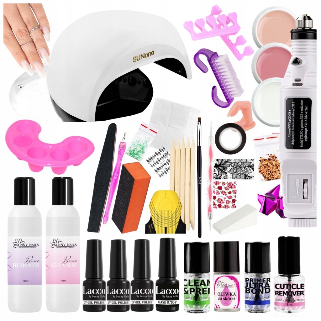 Startovací Sada Na Nehty Gelová Hybridní Lampa Bruska Příslušenství