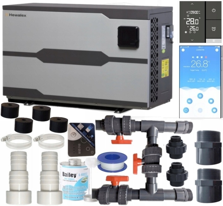 HEWALEX PCWBi 9,5 kW kw-B POMPA CIEPŁA ZESTAW BAJPAS Bypass WiFi
