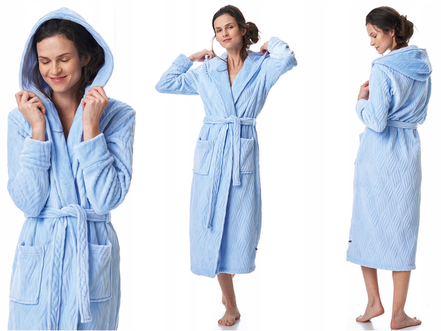 DŁUGI SZLAFROK DAMSKI O PROSTYM KROJU LGL 803 KEY