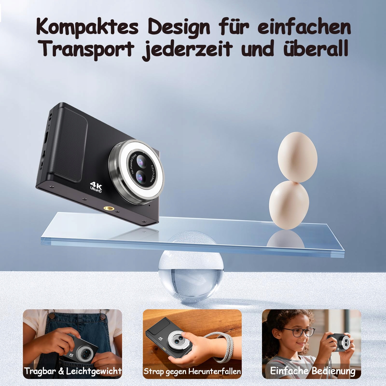 JDZ Kamera Cyfrowa 4K 16X Zoom 32GB Dla Dzieci i Nastolatków Czarna — miniatura 5