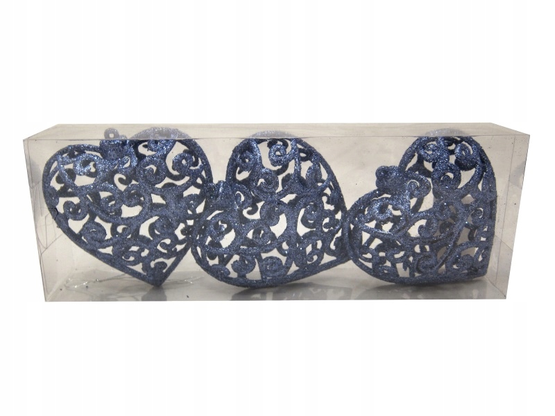 

Bombki ażurowe Serca Niebieskie 10,5cm 3szt