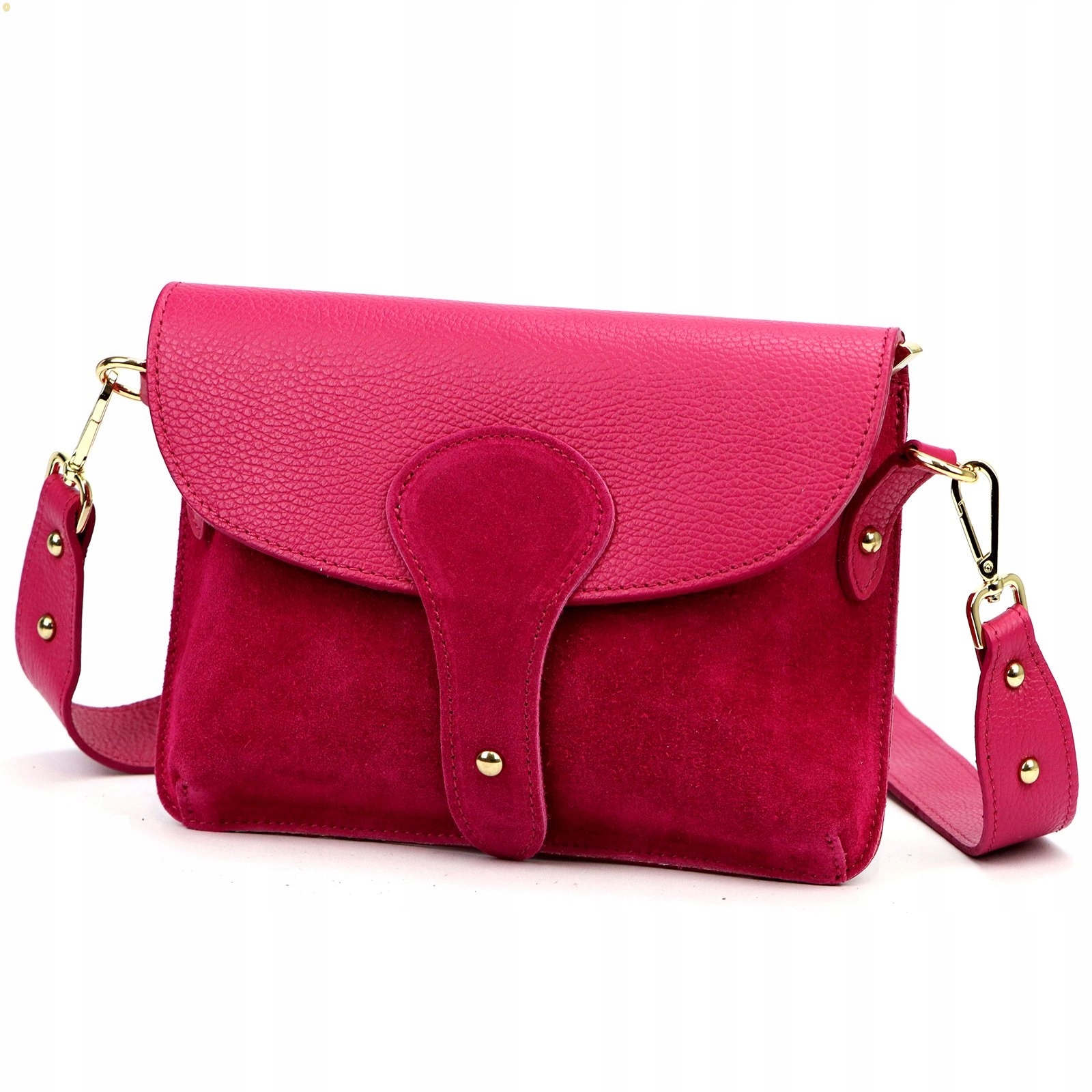 Dámská kožená kabelka Vera Pelle fuchsiová kabelka přes rameno ledvinka kůže