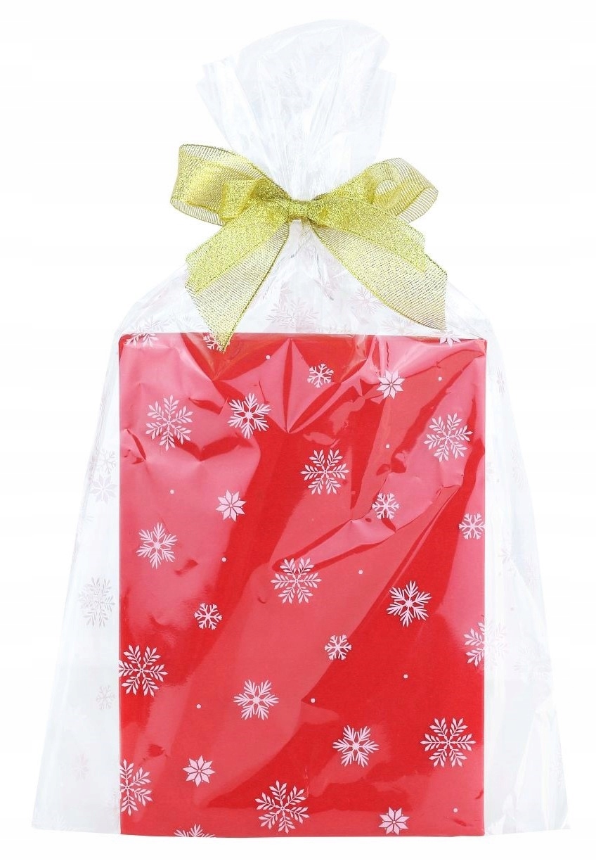 Worki CELOFANOWE świąteczne ŚNIEŻYNKI 25x35 100 S