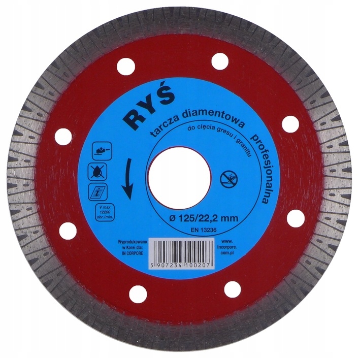 Diamantový Kotouč Pro Řezání Keramiky Granitu Ryś 125 mm In Corpore
