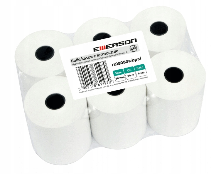 

Rolki do kasy termiczne Emerson 80 mm x 80 m 6 rol