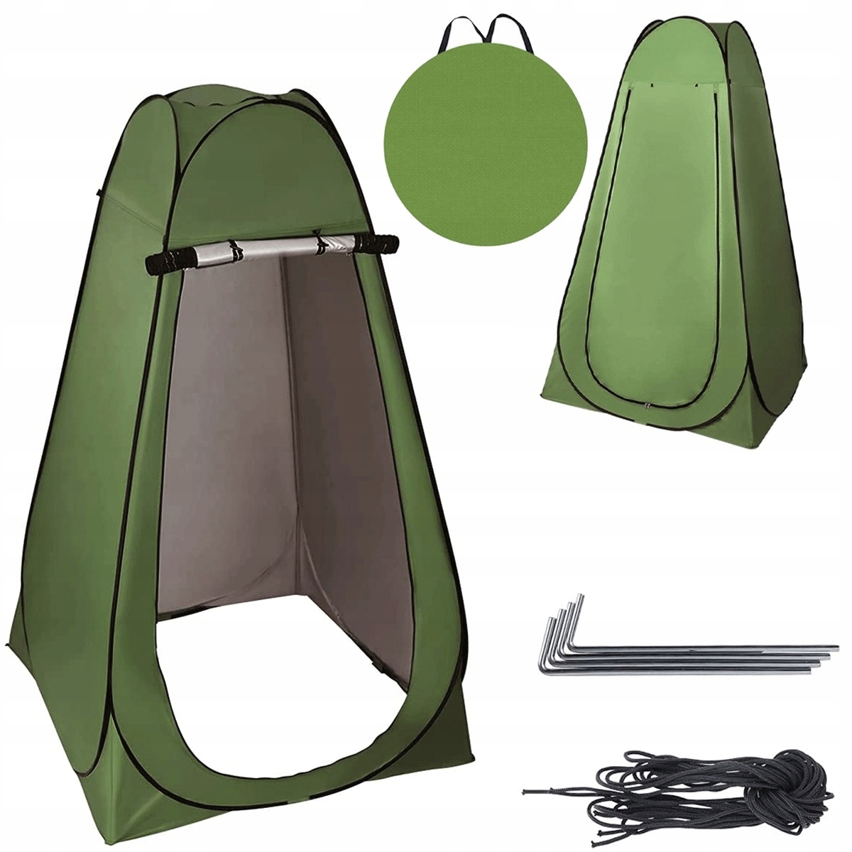 Armádní zelený stan sprchový stan 150x150x190 cm s oknem a lany