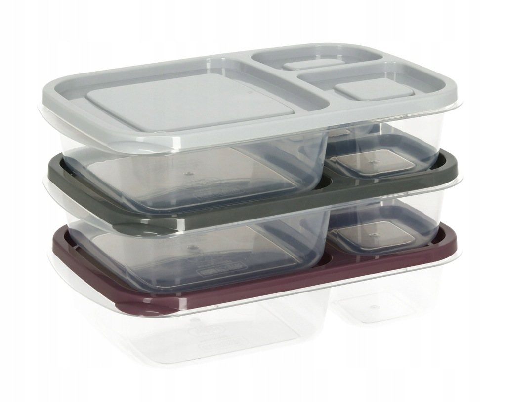 POJEMNIK NA ŻYWNOŚĆ DZIELONY NA 3 LUNCHBOX 1,15L DO MIKROFALI