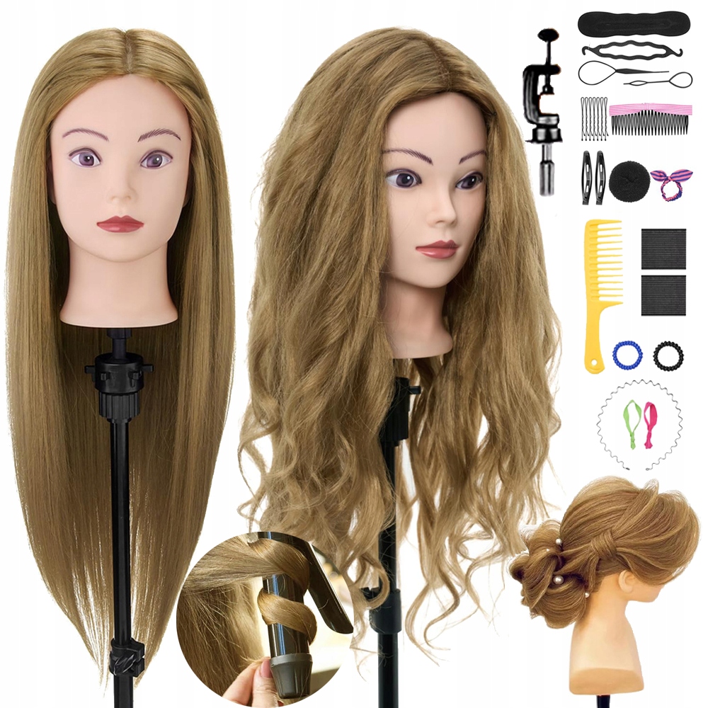 Hlava Pro Trénink Kadeřnických Vlasů Na Česání 66 CM Procvičujte Zaplétání