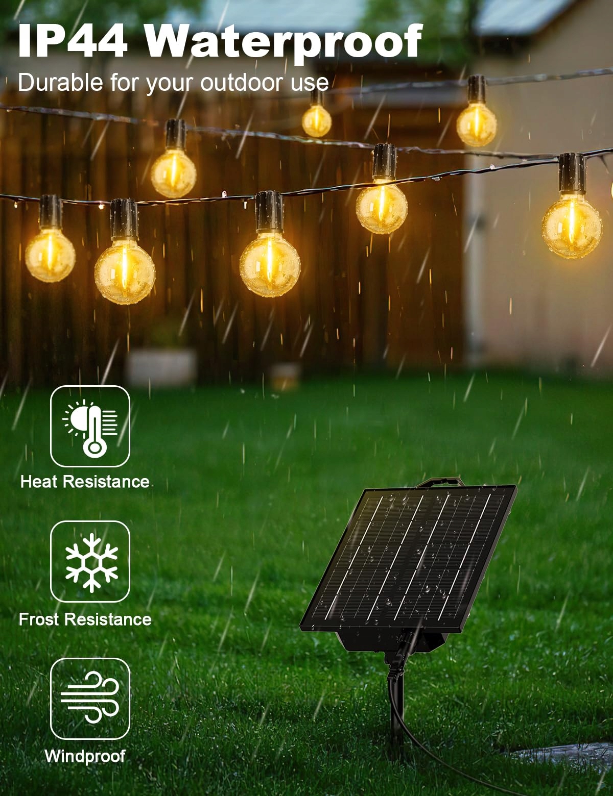 SOLAR LAMPKI OGRODOWE LED 17M 8 TRYBÓW WODOODPORNE NA BALKON OGRÓD PARTY — miniatura 5
