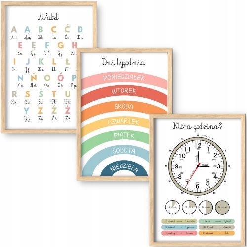 Набор из 3 образовательных плакатов 50x70 фото изображение плакат Монтессори алфавит