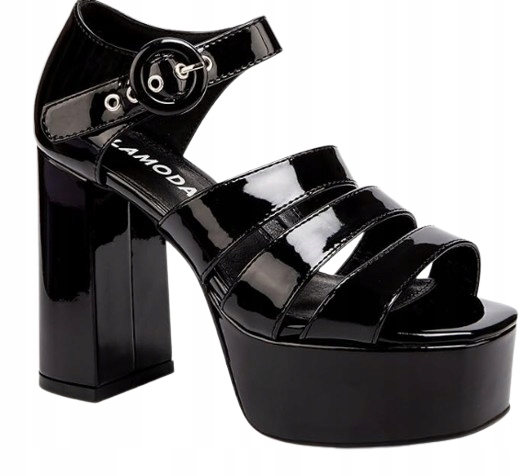 Lamoda Černé Dámské Sandály Na Bloku Lakované 39 Ž3G