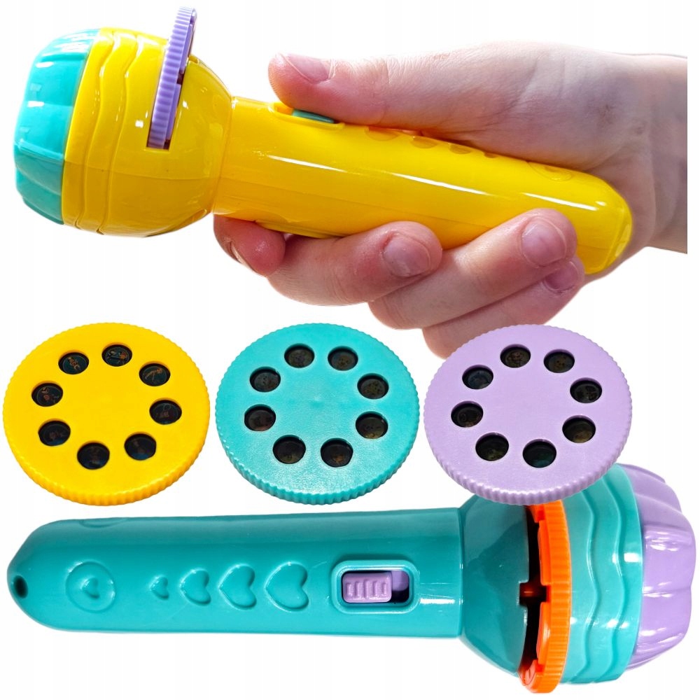 LATARKA PROJEKTOR dla dziecka 3 tarcze 24 SLAJDY mała mini obrazki teatr