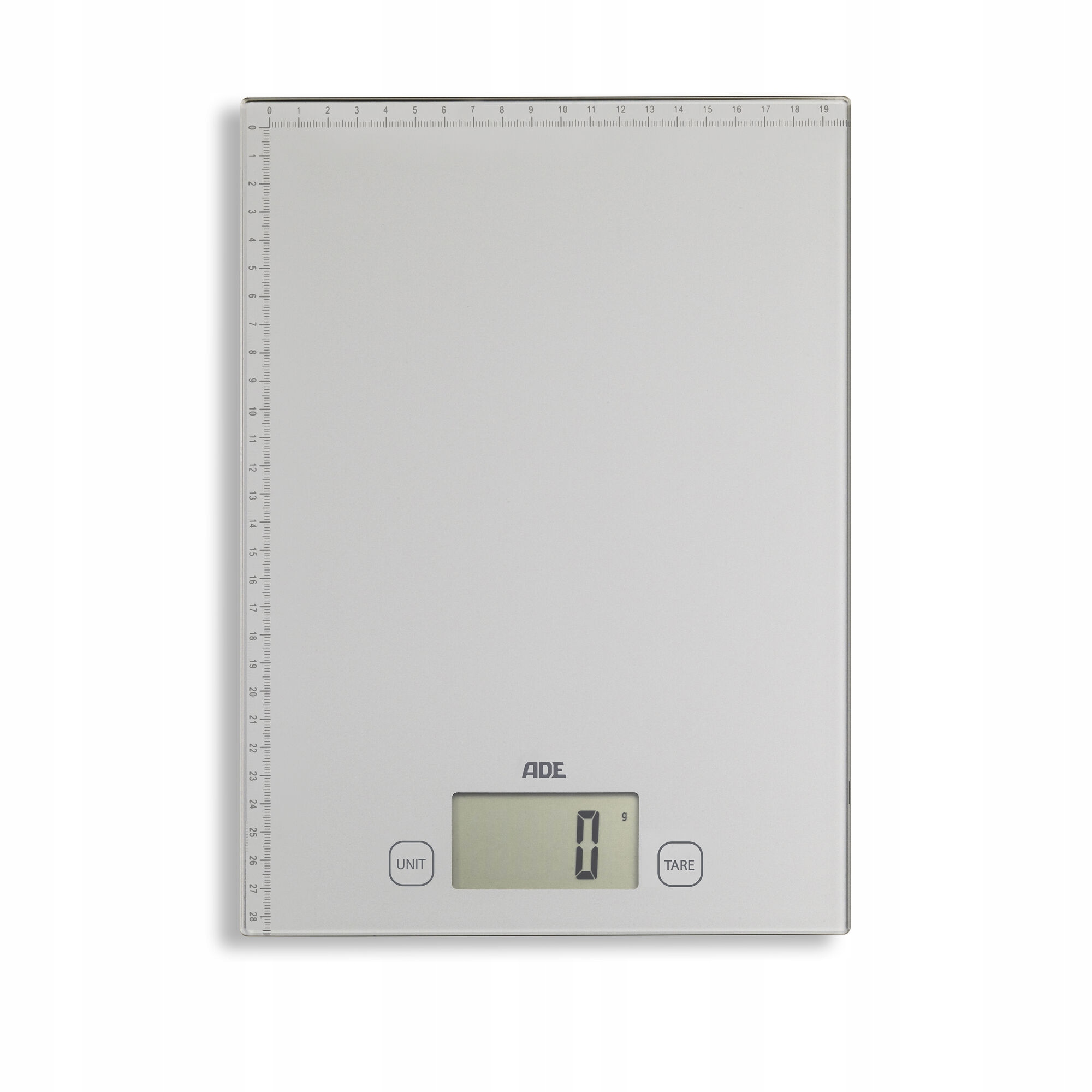 Elektroniczna waga biurowa z miarką do 20 Kg Ade 21 x 29,7 cm metaliczna