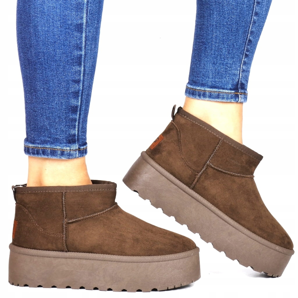 Hnědé Zimní Boty S Nízkými Až Kotníkovými Sněhulemi Zateplené Kožešinou, Módní