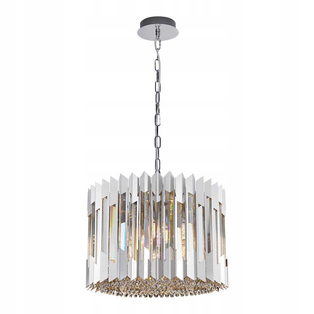 Luster Ritz Strieborné sklenené kryštály 7xE14 42x120 cm Závesná lampa Pokoj