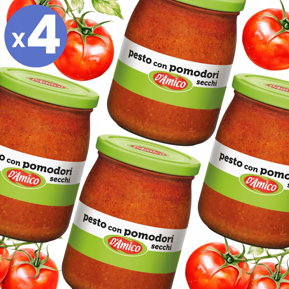 4x Pesto rosso z suszonych pomidorów do makaronu kanapek 500 g D'Amico