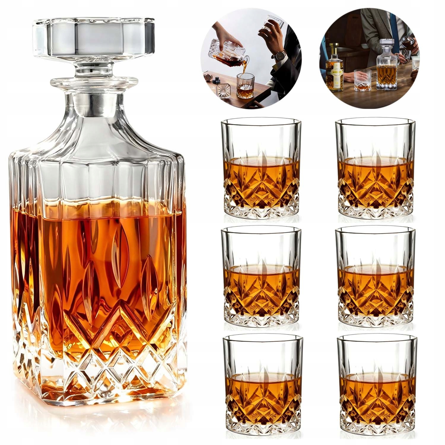 Sada Whisky Dekanter Pro Muže 920 ML Láhev 6 Sklenic Na Dárek