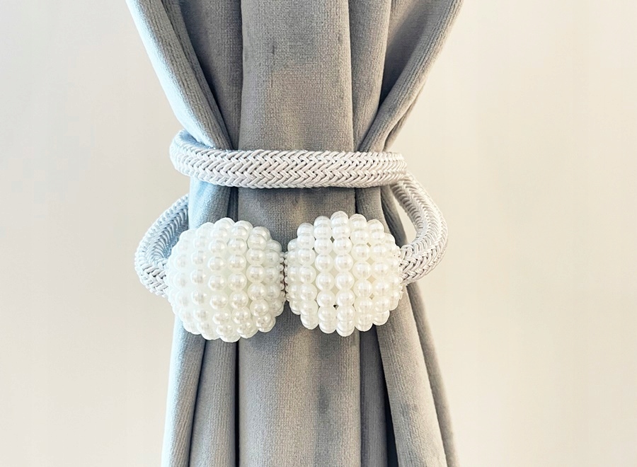 

Klamra Na Magnes Kula Perły Do Firan Biała Ecru