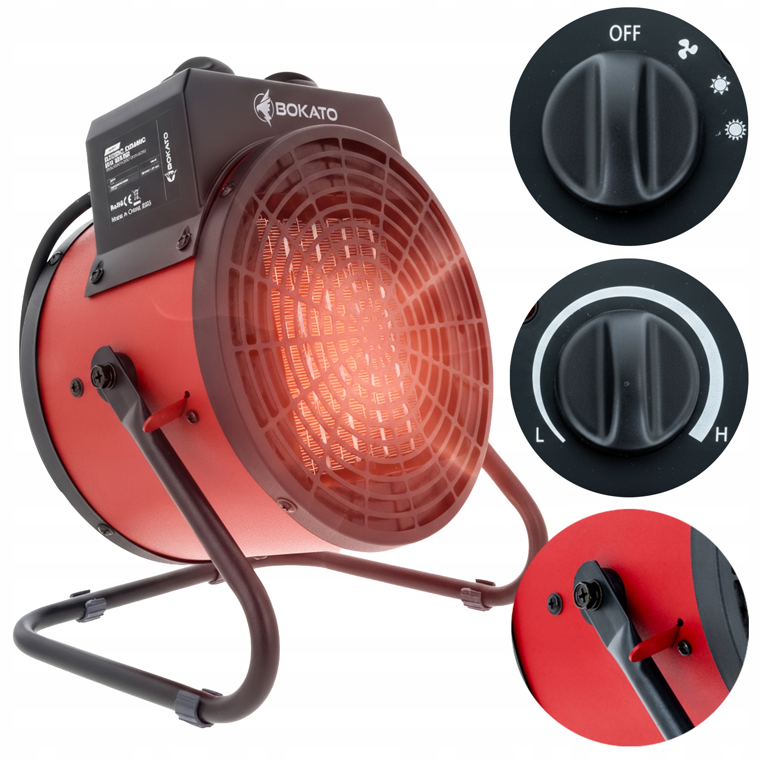 Keramický Termoventilátor 3000W Radiátor Farelka Termostat Bokato 2 Poz