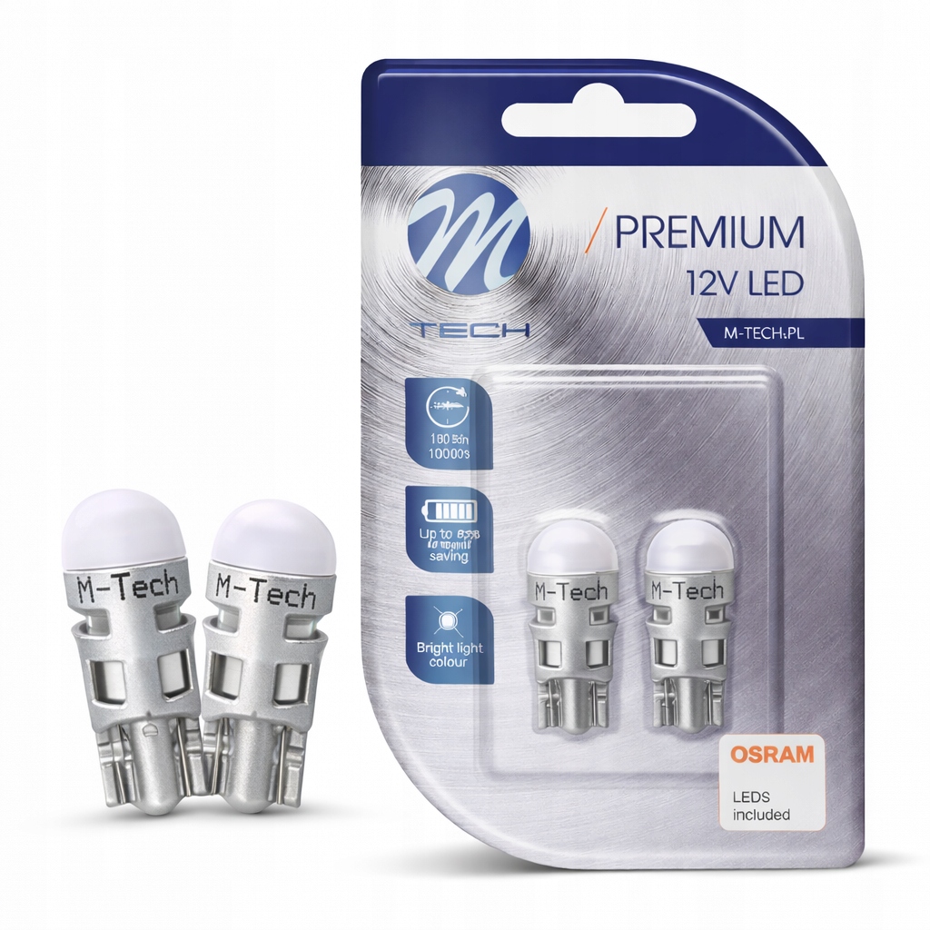 Żarówki W5W Led 12V 0,6W 60lm *białe* M-tech 2 szt.