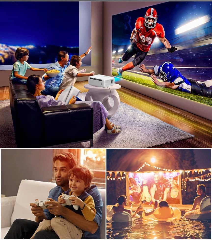 Projektor Rzutnik Full HD 4K 9000lm WiFi Android TV Autokeystone Bluetooth Kontrast (x:1) 2000