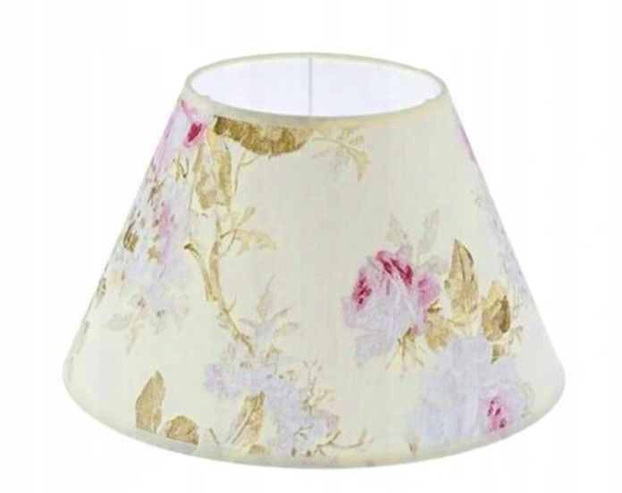 ABAŻUR KLOSZ Z TAŚMĄ 13X26X15 KWIATY ROŻE BEŻOWY