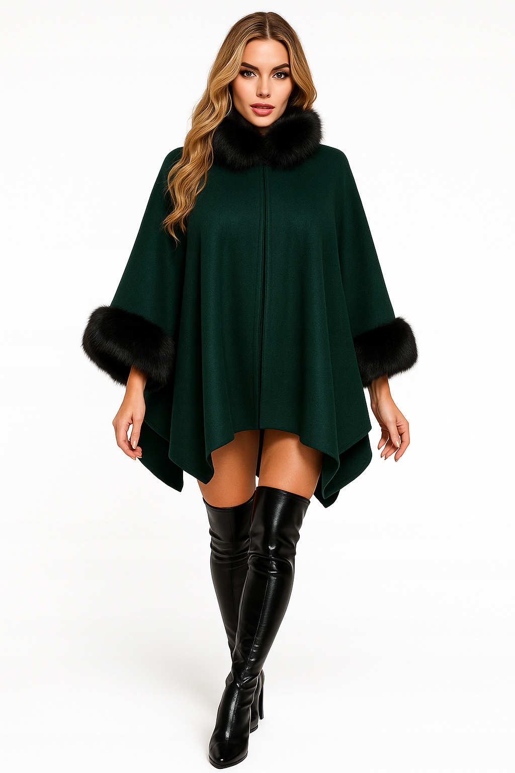 Dámské pončo jarní přehoz univerzální zelené one size