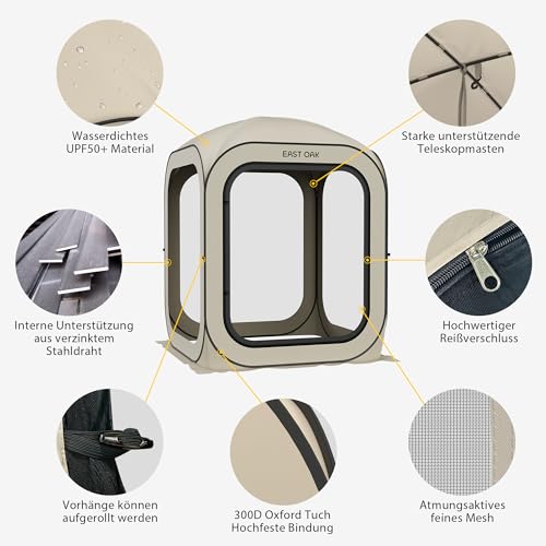 EAST OAK Namiot Pop Up 1-2 Osoby Składany Wodoodporny UV Ochrona — miniatura 4
