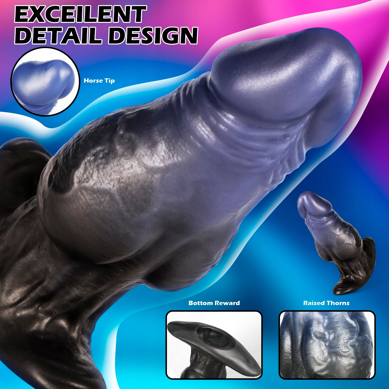 XL Silikonowy Dildo Analny 15cm Realistyczny Niebieski — miniatura 3