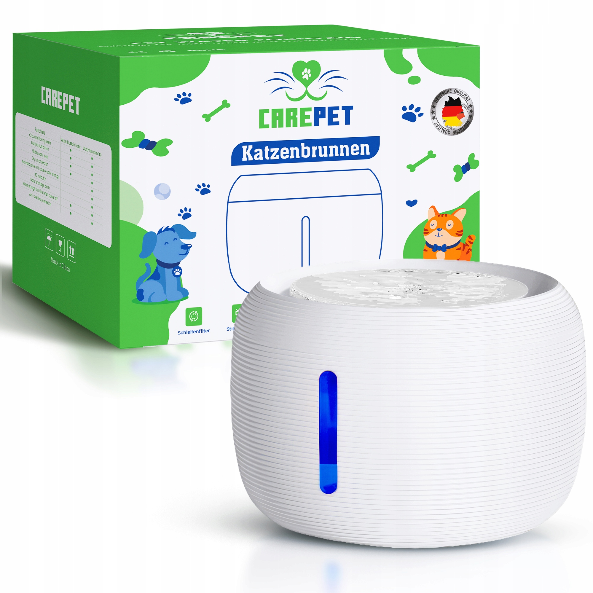 Fontána pro domácí mazlíčky CarePet 2,5 l – Led, dávkovač vody bez Bpa pro kočky a psy