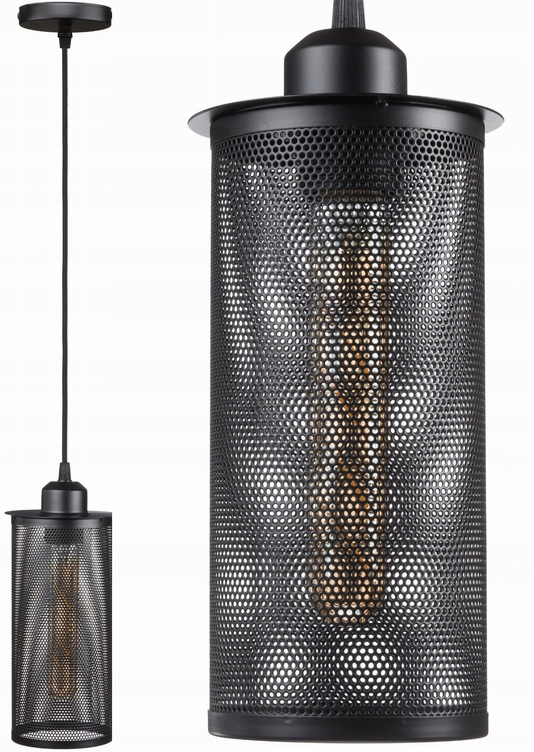 

Lampa wisząca metalowa siatka tuba