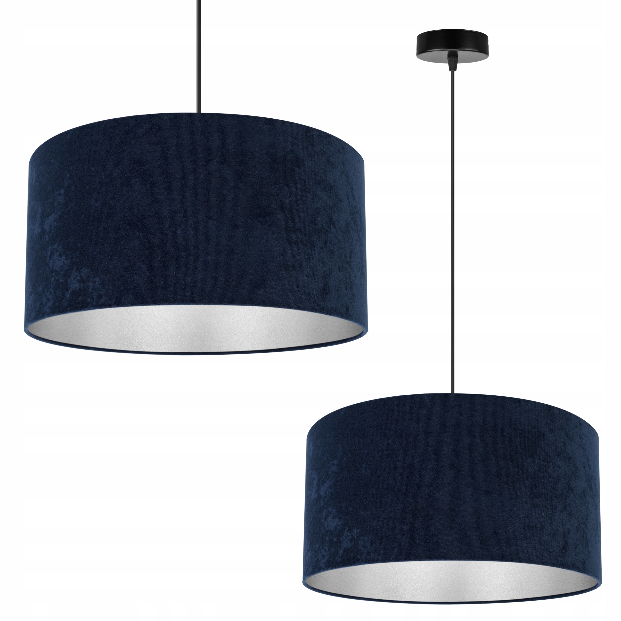 

Lampa Wisząca Żyrandol Sufitowa Abażur Welur Chrom