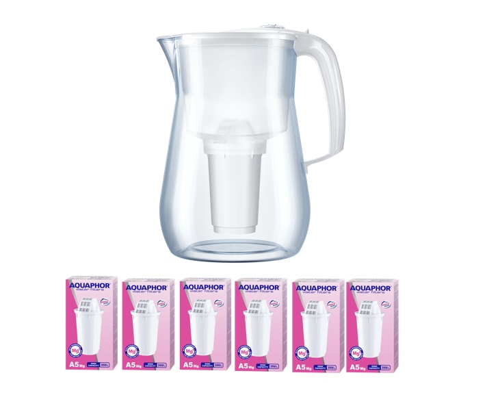 Filtrační konvice Aquaphor Provance 4,2 l se 6 vložkami A5 Mg bílá