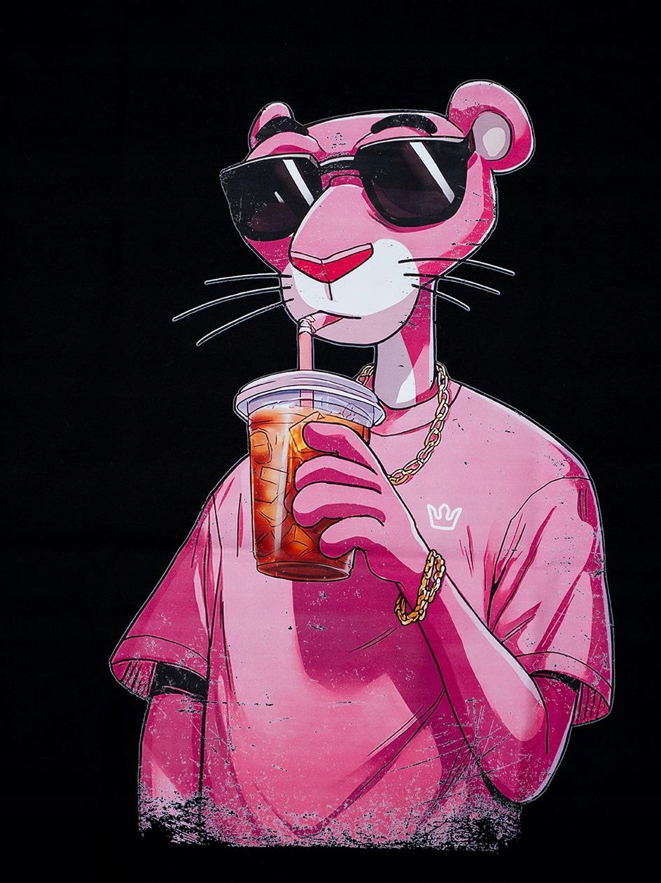 Tričko Oversize Tričko Pánské Černá Růžová Jigga Wear Růžová Pantera M