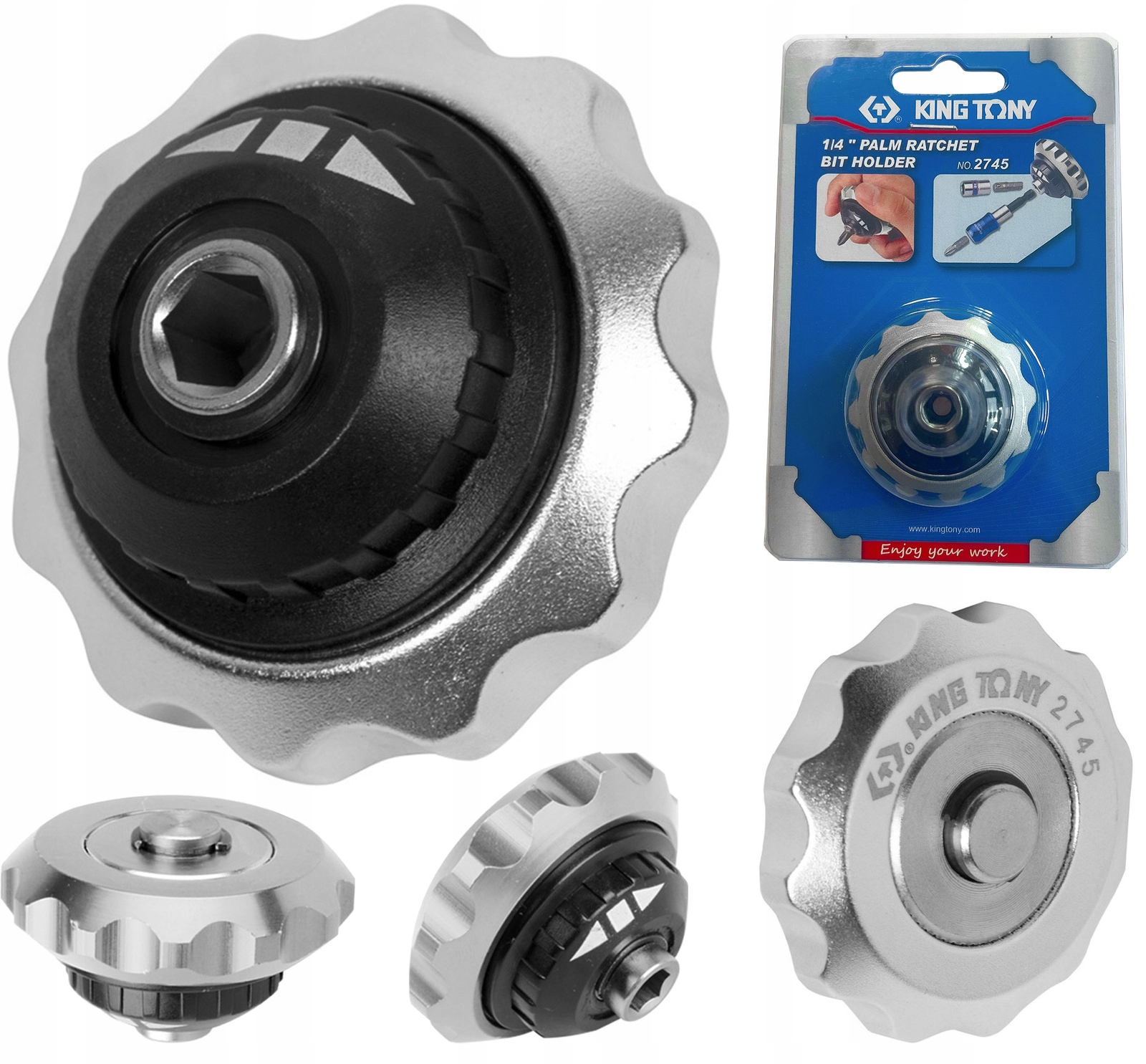 King Tony Grzechotka Ręczna Klucz Mini Okrągła Z Uchwytem Do Bitów 1/4 2745