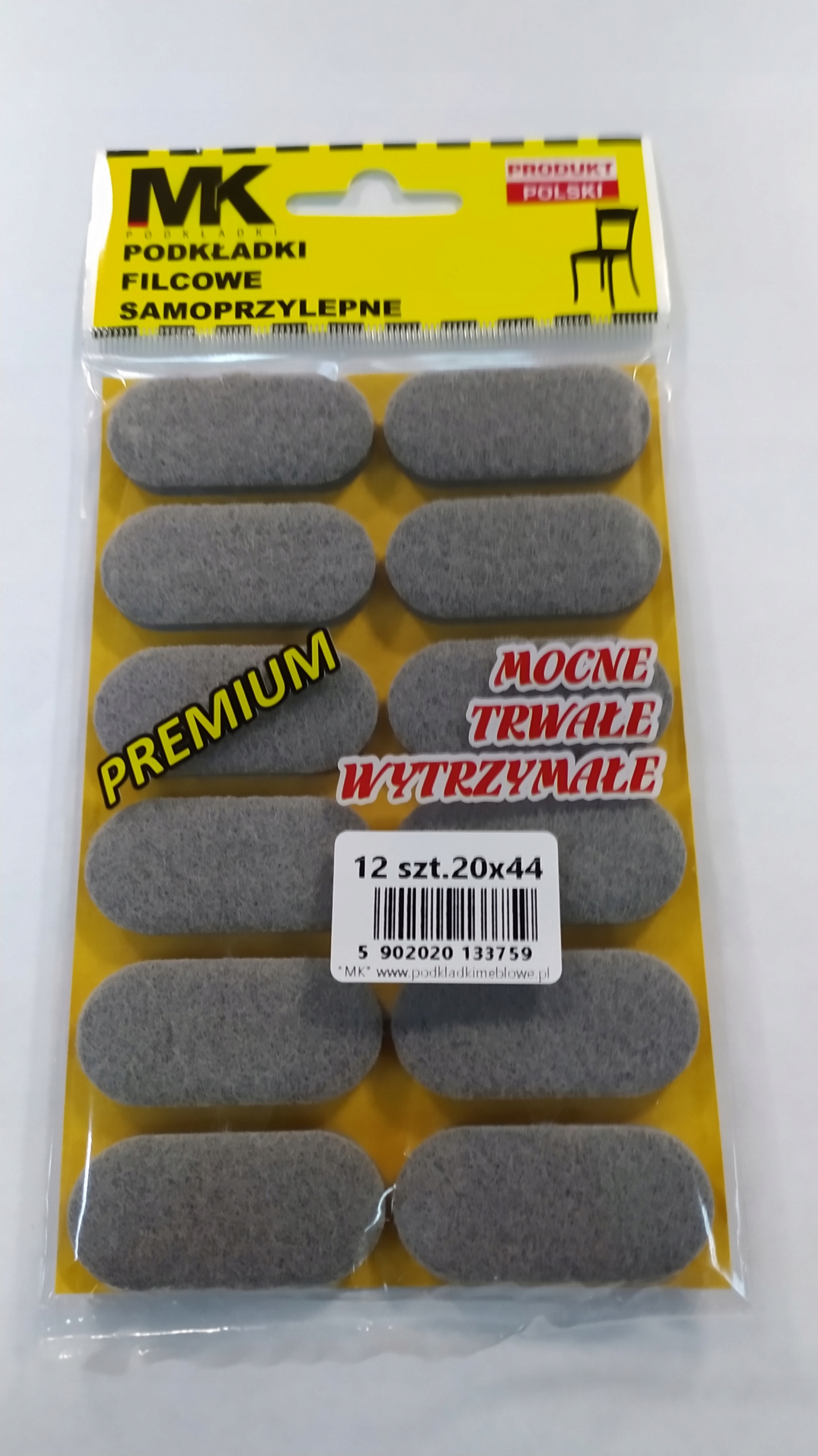 

Podkładki filcowe Mk premium szare owal 20x44mm