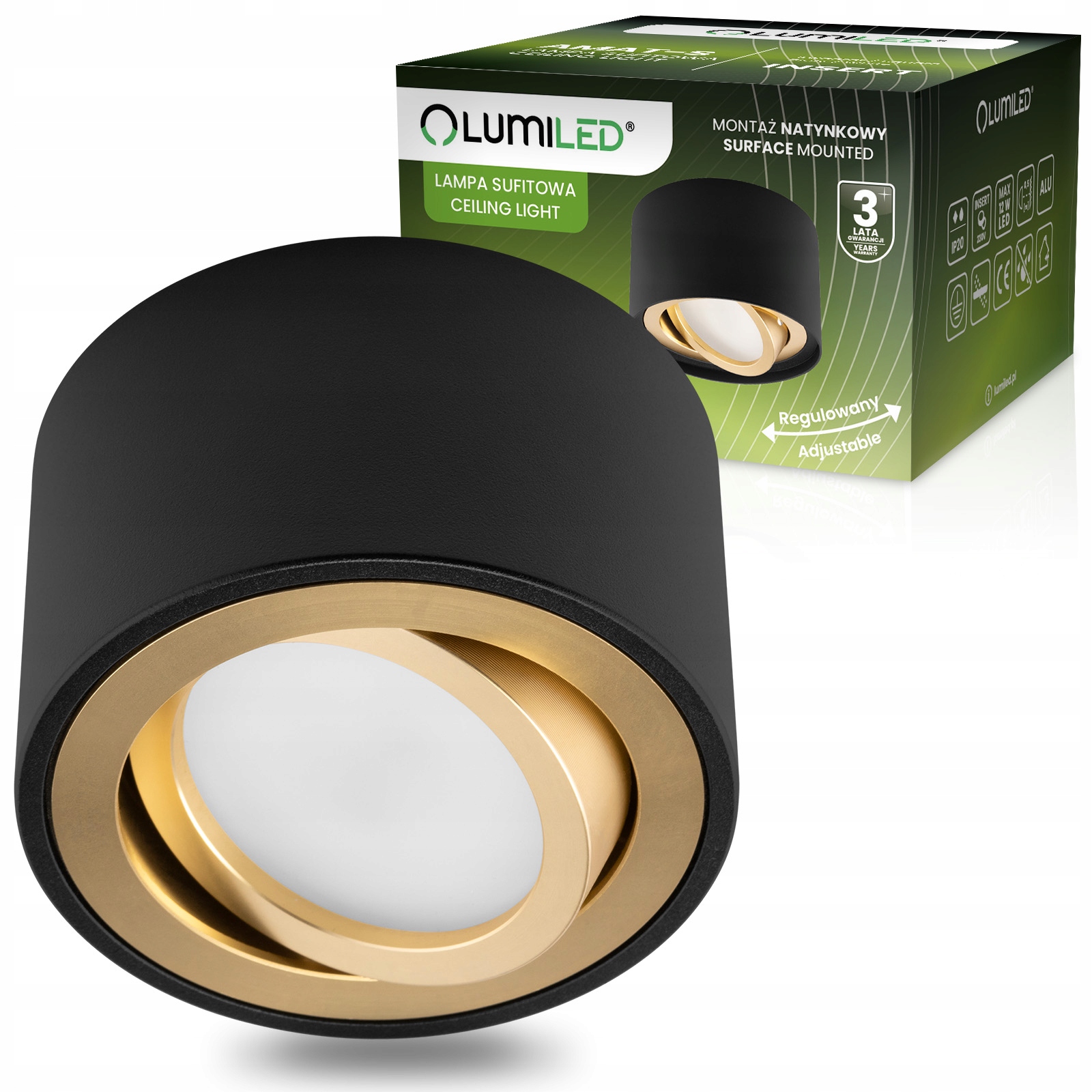 Oprawa Halogenowa Sufitowa Tuba LED Ruchoma Spot Lampa Natynk 50mm