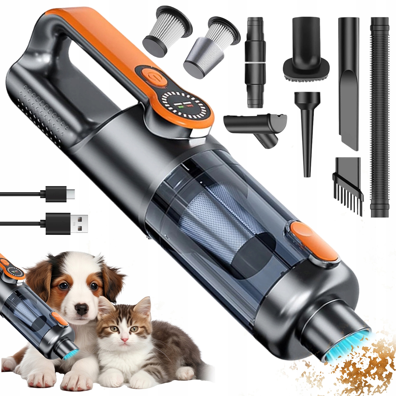 Mini Vysavač S Led Výkonný 17000 Pa 6000 Mah