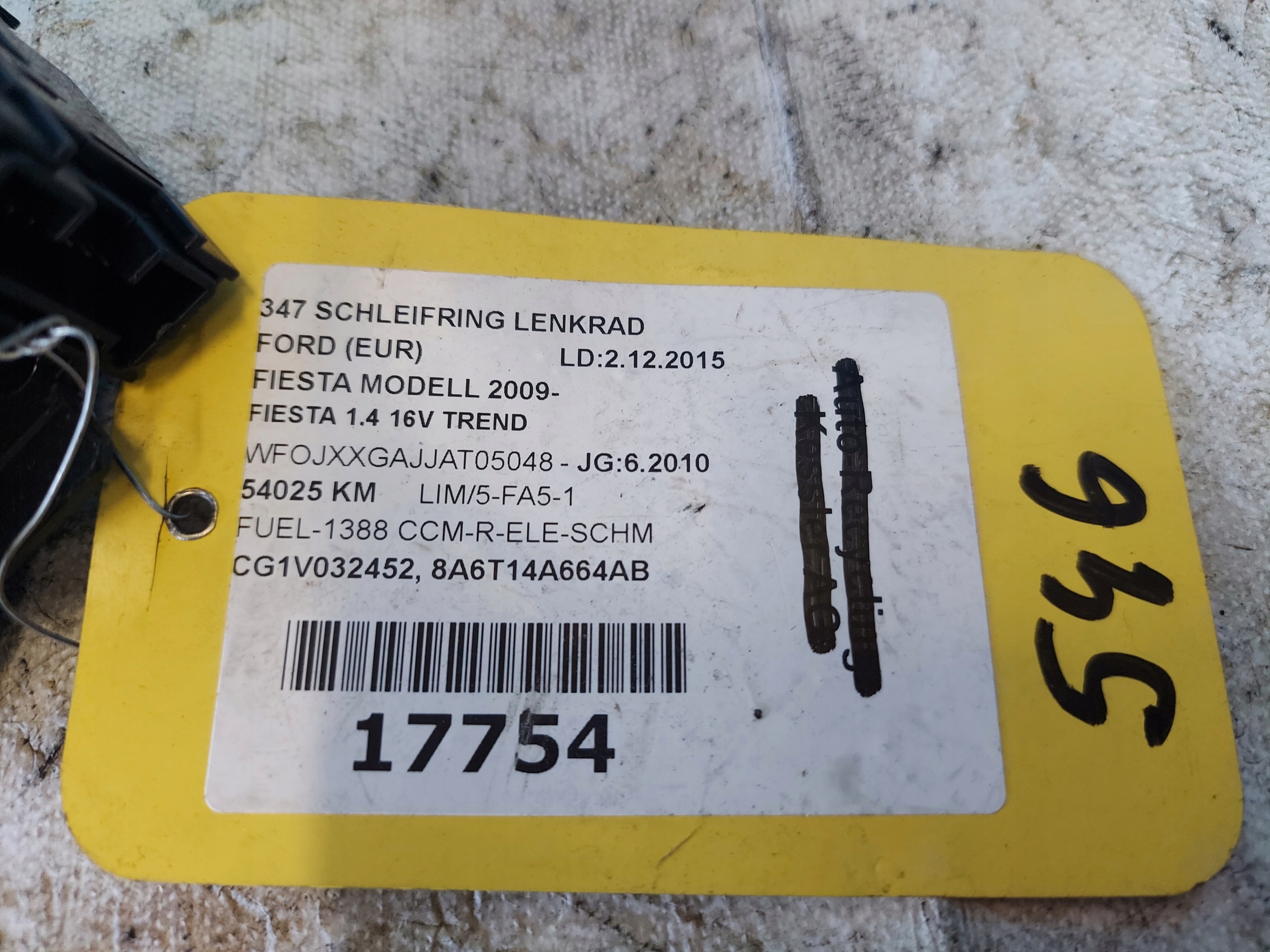 ring airbag FIESTA MK 7 8A6T14A664AB