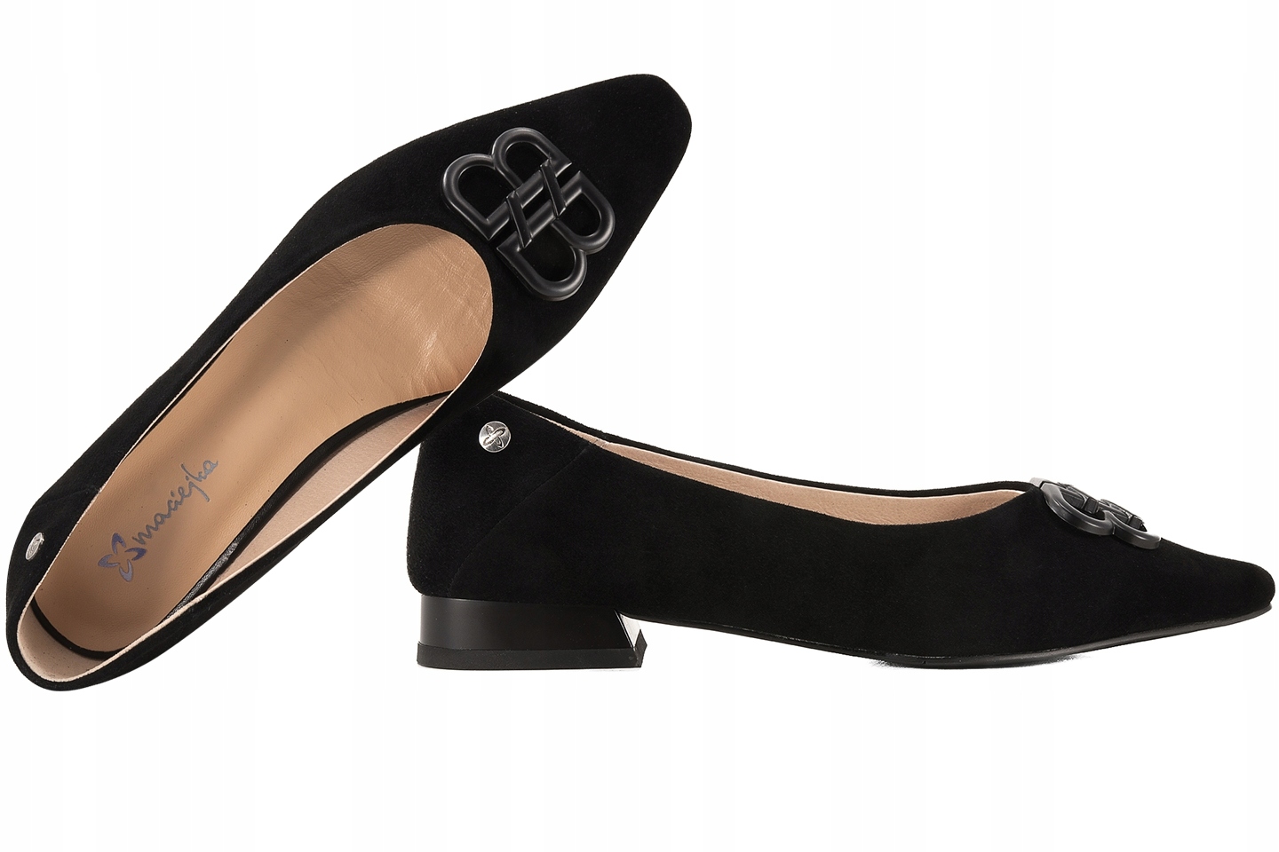 Maciejka K6806-01 Balerínky Polobotky Semišové Baleríny Kůže 40 Černá