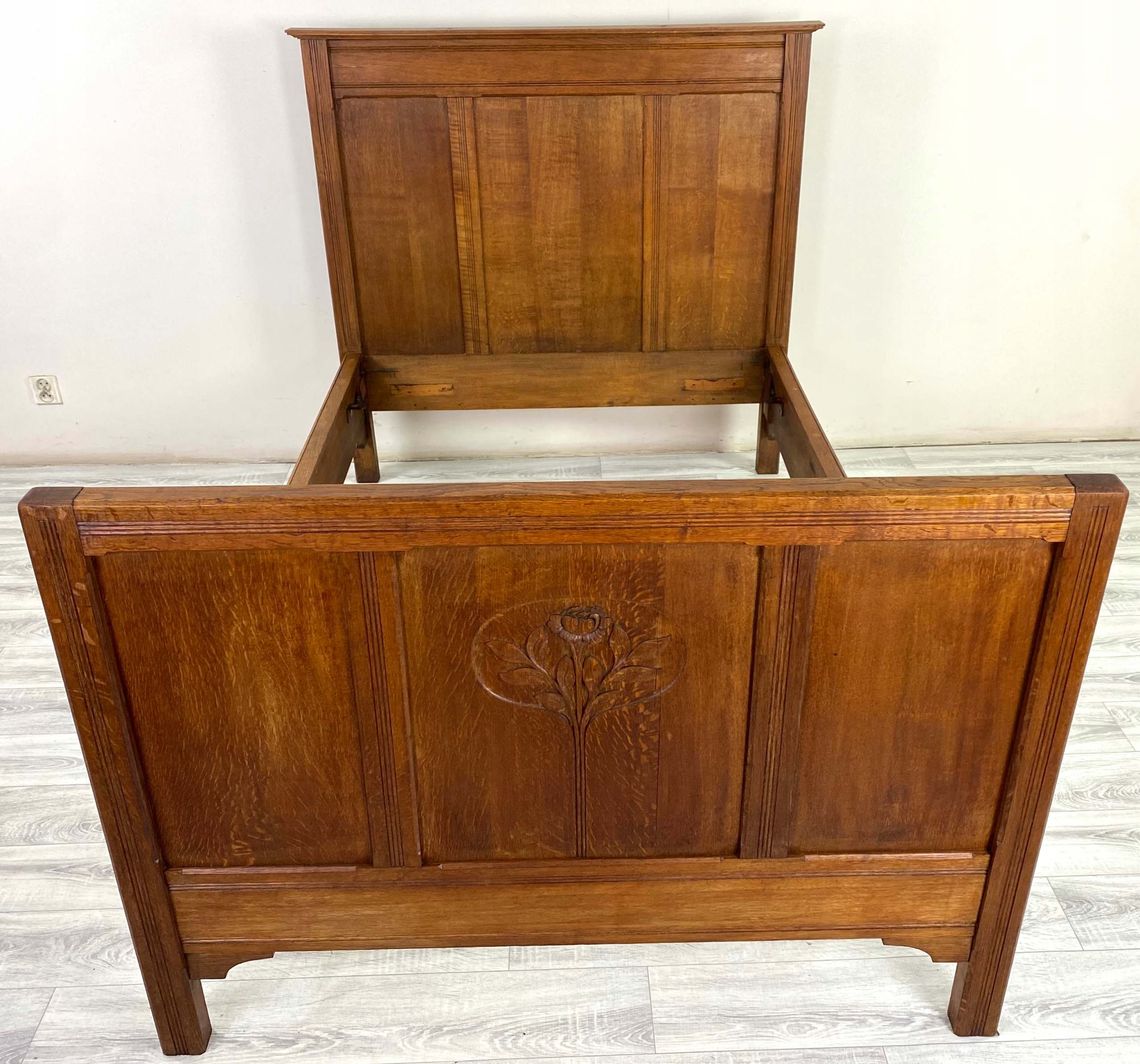 STYLOWE ŁÓŻKO DĘBOWE ART DECO SECESJA SYPIALNIA LITY DĄB EK5