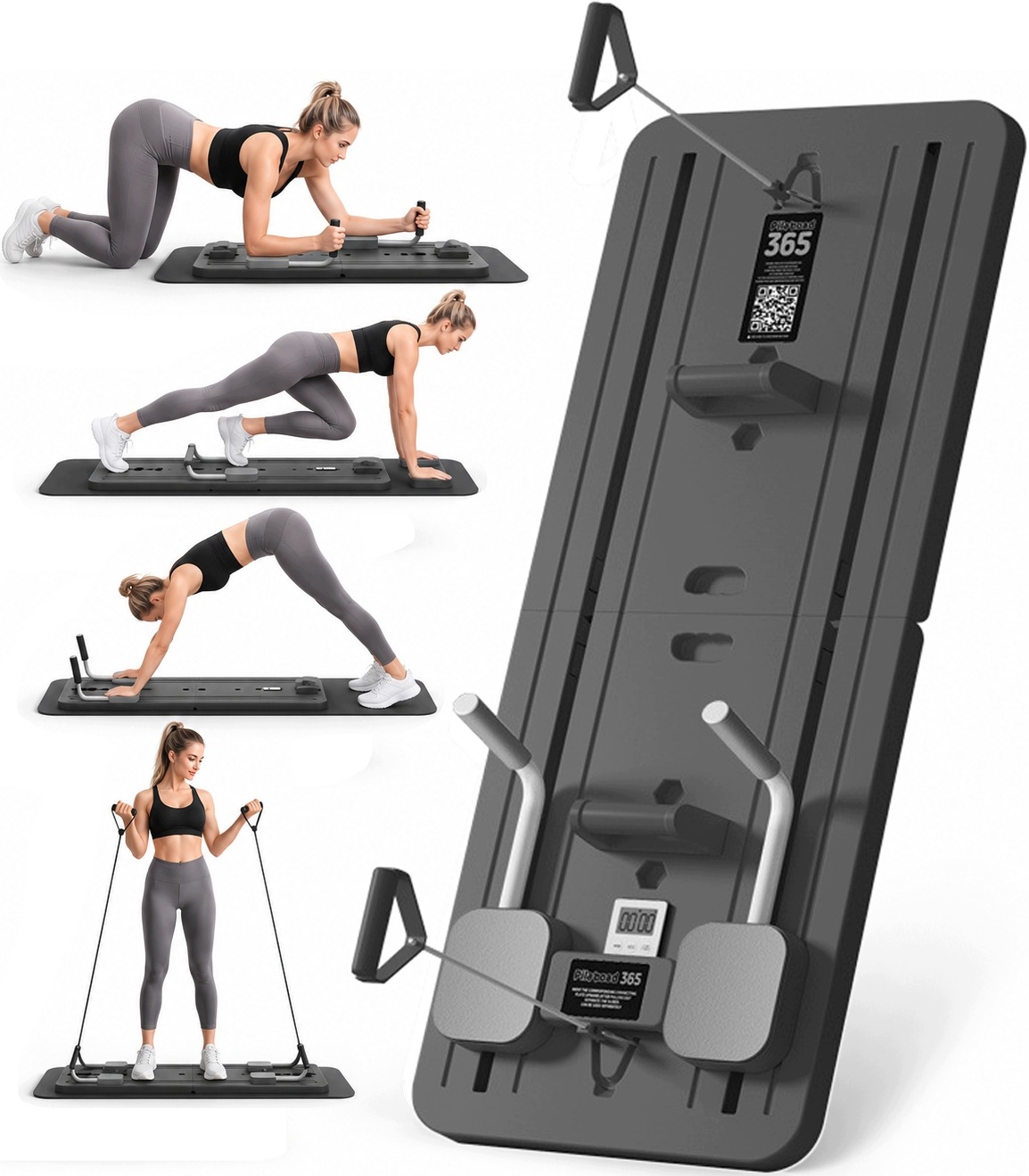 Pilates Reformer Zestaw Sprzęt Do Ćwiczeń W Domu Dla Kobiet Deska 12W1 Gumy